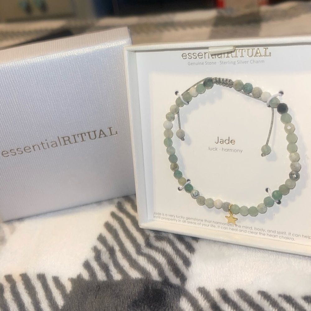 Essential Ritual Jade bracelet (sterling silver charm)